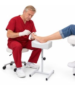CYBER MONDAY 2026-POSAPIES PROFESIONAL AJUSTABLE CON BASE METALICA PARA PODOLOGIA-COLOR BLANCO
