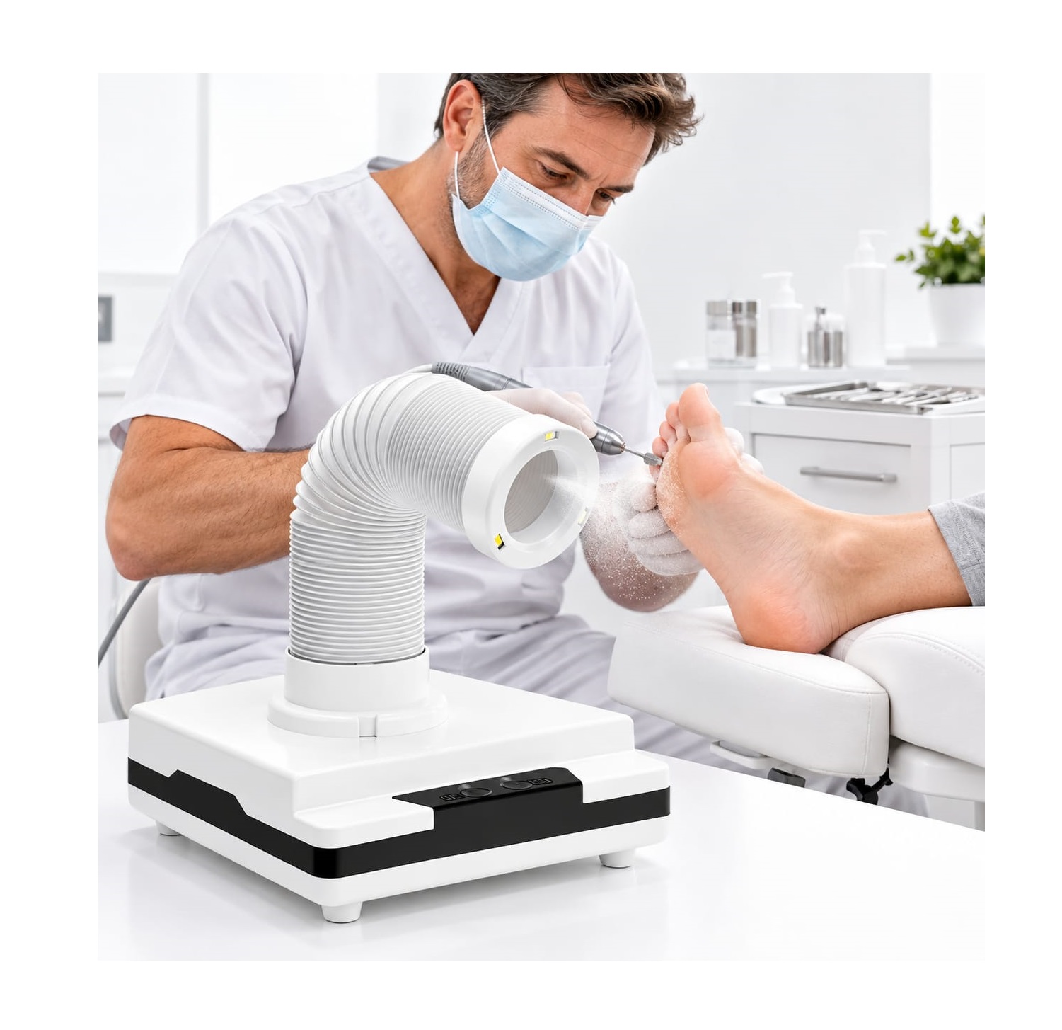 EXTRACTOR PROFESIONAL DE POLVO Y PARTICULAS CON LUZ LED PARA PODOLOGIA