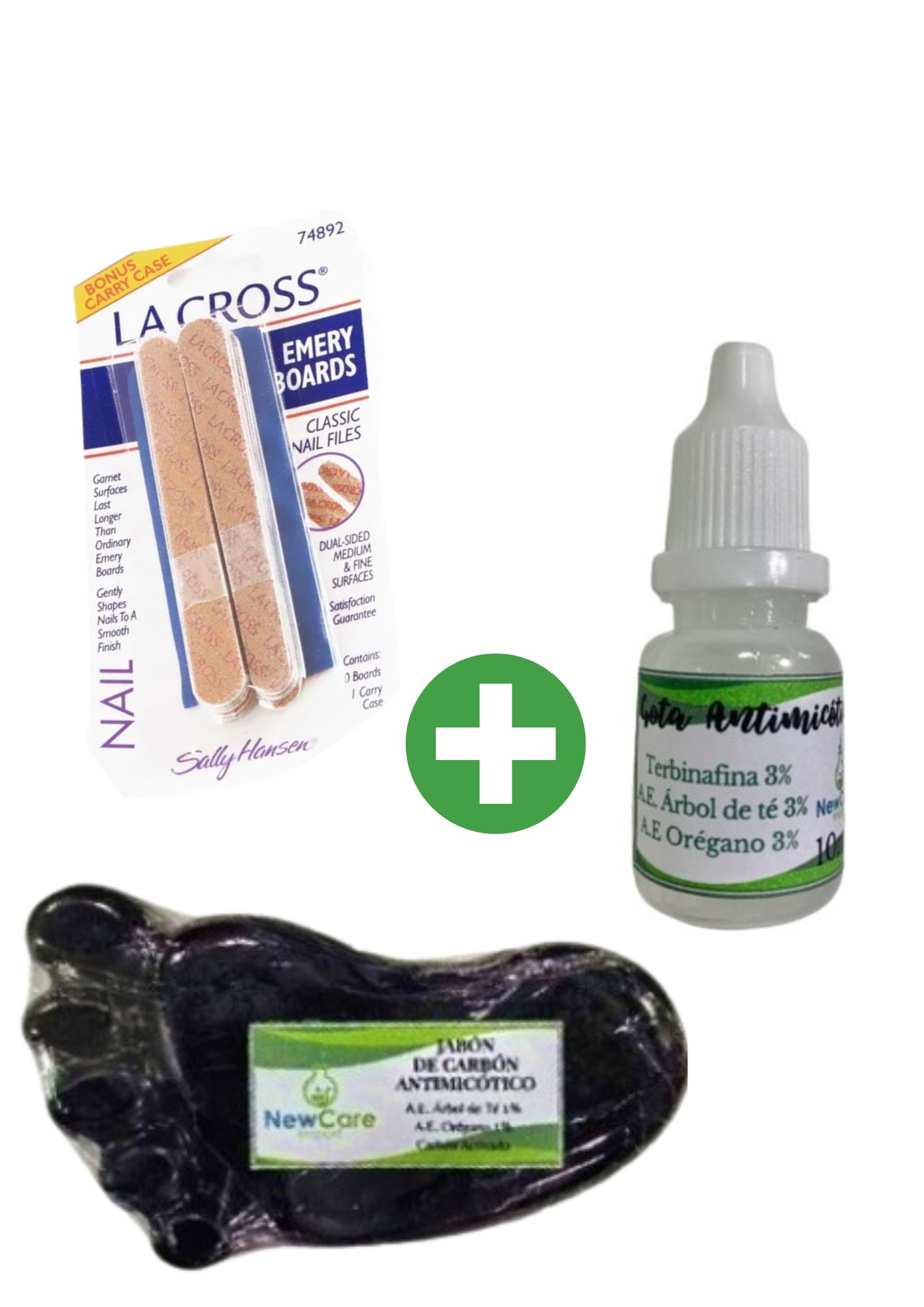 "PROMO 1 " UÑAS CON HONGOS: GOTAS CON TERBINAFINA 3% 10ML +10 MINI LIMAS + JABÓN ANTIMICOTICO