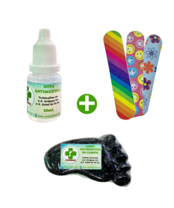 "PROMO 1 " UÑAS CON HONGOS: GOTAS CON TERBINAFINA 3% 10 ML + MINI LIMAS + JABÓN ANTIMICOTICO