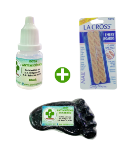 "PROMO 1 " UÑAS CON HONGOS: GOTAS CON TERBINAFINA 3%  10ML +10 MINI LIMAS + JABÓN ANTIMICOTICO