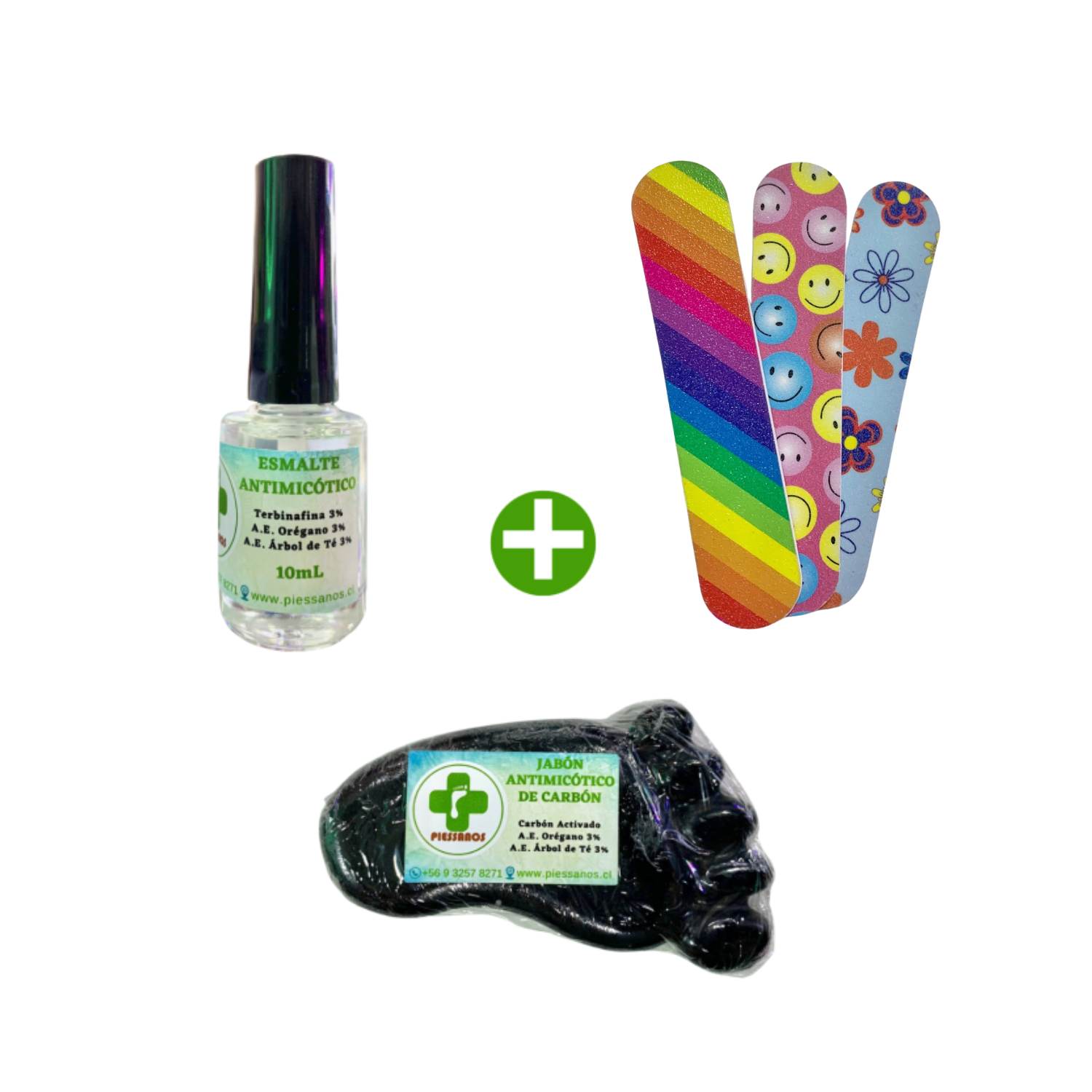 "PROMO 2" UÑAS CON HONGOS: ESMALTE CON TERBINAFINA 3% 10 ML + MINI LIMAS + JABÓN ANTIMICOTICO