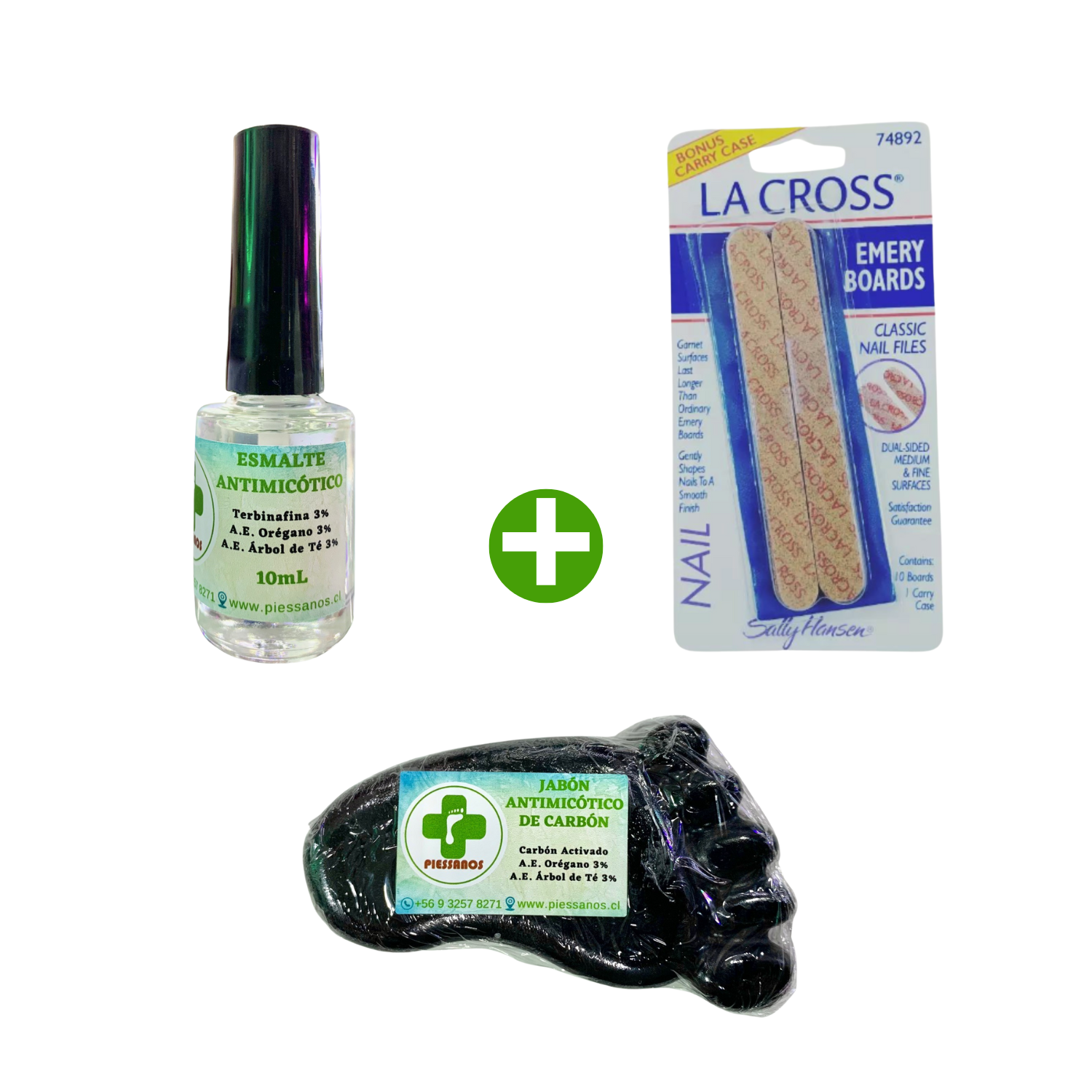 "PROMO 2" UÑAS CON HONGOS: ESMALTE CON TERBINAFINA 3% 10 ML +10 MINI LIMAS + JABÓN ANTIMICOTICO