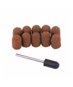 SET 10 LIJAS CAPUCHONES 15 MM CON MANDRIL GRAMAJE #120